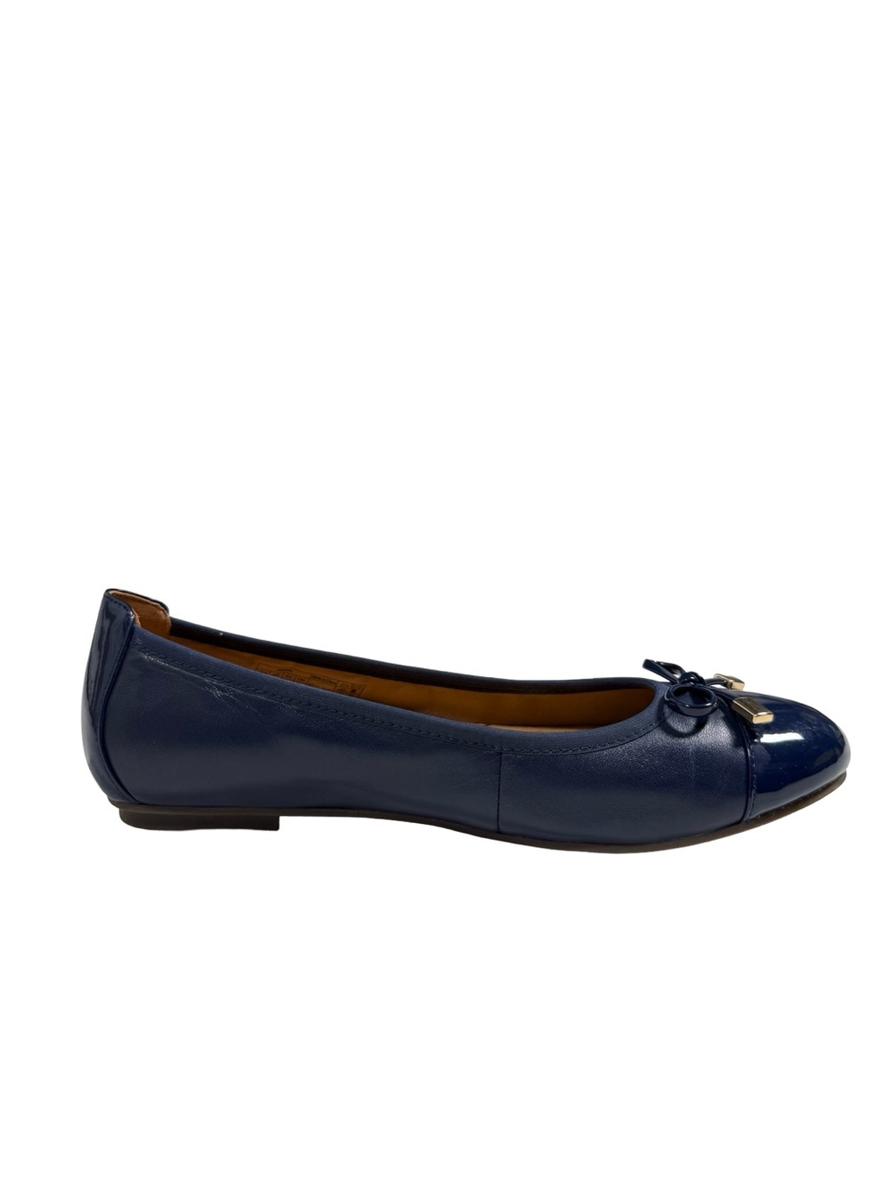 Vionic Minna Ballet Flats Navy Leather Patent Cap Toe Comfort Shoes Womens 7.5 - Picture 7 of 11